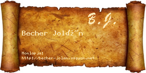 Becher Jolán névjegykártya